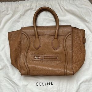 Celine Luggage Bag Grainy Leather Mini Brown